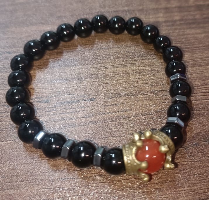 Bright Black Red Agate Bracelets