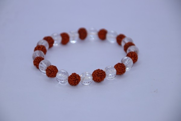 Rudraksha & Clear Quartz Bracelet